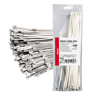 Kovové svorky z nerezové oceli 4,6x300mm 100 ks. AMIO-04323