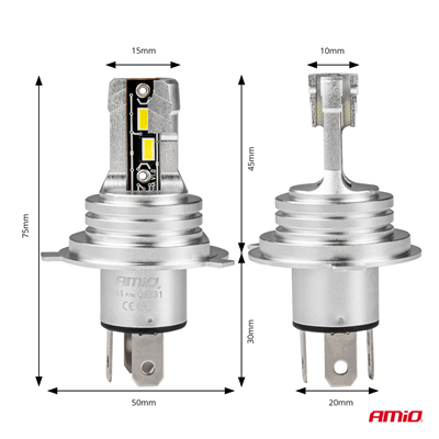LED žárovky hlavního svícení H4/H19 H-mini Series AMiO-03331