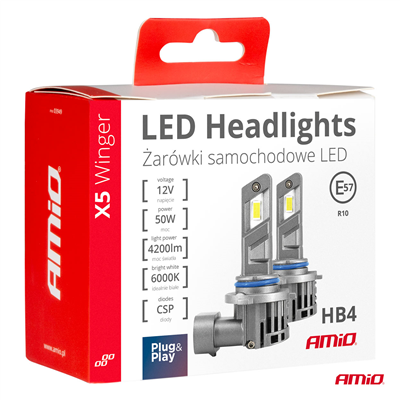 LED žárovky X5-series WINGER HB4 6000K max 50W AMIO-03949
