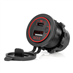 Vodotěsná nabíječka telefonu s RED LED podsvícením 2xUSB QC3