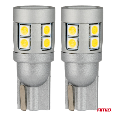 LED žárovky CANBUS T10 W5W 12 SMD 3030 Bílé 12V 24V AMiO-04243