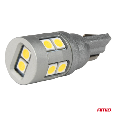 LED žárovky CANBUS T10 W5W 12 SMD 3030 Bílé 12V 24V AMiO-04243