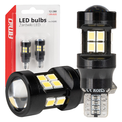 LED žárovky CANBUS T15 W16W 15SMD 2835 Bílé 12V 24V AMiO-04245