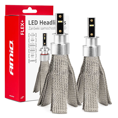 LED žárovky hlavního svícení FLEX+ H3 canbus 6000K 12V 24V AMIO-03656