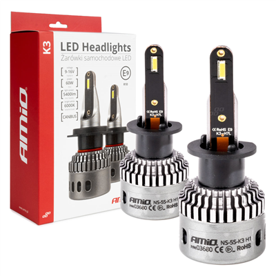 LED žárovky hlavního svícení K3 H1 12V 6000K canbus AMIO-03680