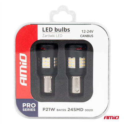 LED BUBLS CANBUS PRO series 1156 BA15S P21W R10W R5W 24x3020 SMD FAN White 12V/24V AMIO-03721