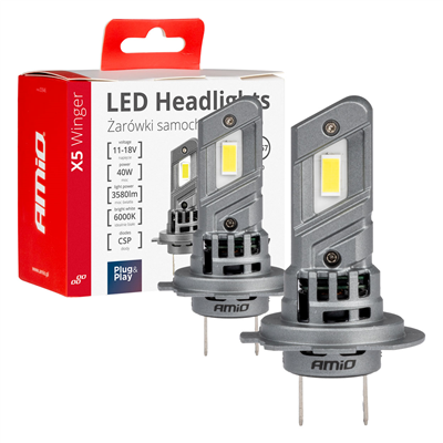 LED žárovky X5-series WINGER H7 H18 6000K max 40W AMIO-03946