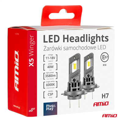 LED žárovky X5-series WINGER H7 H18 6000K max 40W AMIO-03946