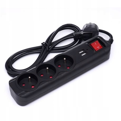 Kraft&Dele KD4032, Prodlužovací přívod 3 m 3 zásuvky/2 USB