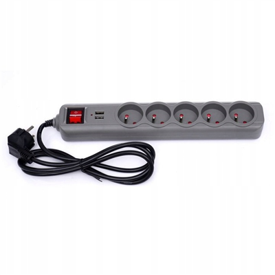 Kraft&Dele KD4034, Prodlužovací přívod 3 m 5 zásuvek/2 USB