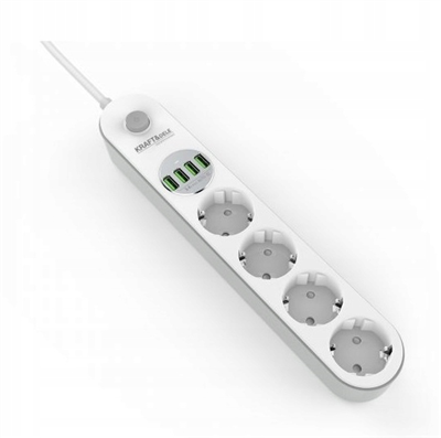 Kraft&Dele KD4030, Prodlužovací přívod 2 m 4 zásuvky/4 USB