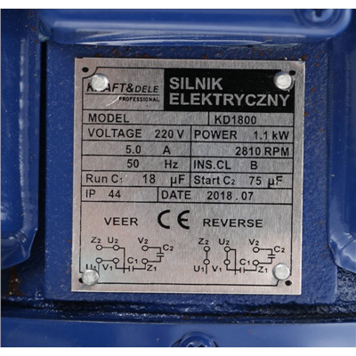Kraft&Dele KD1800, Elektromotor 1,1 kW 220 V