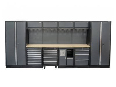 AKČNÍ SET Sestava 10 ks dílenského nábytku SET-CA01075 s dřevěnou pracovní deskou MB-TGW26 a MB-TGW80