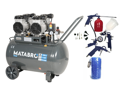 AKČNÍ SET SETMB-K205, Bezolejový kompresor 100l, 230V, 4 písty s příslušenstvím| 4000W | Matabro
