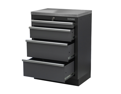 Matabro SET-CA01059, Dílenská skříňka s nerezovou pracovní deskou | 4 šuplíky | 680x465x950 mm