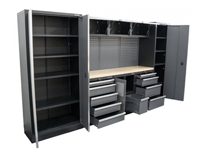 AKČNÍ SET Sestava 8 ks dílenského nábytku SET-CA01071 s dřevěnou pracovní deskou MB-TGW80
