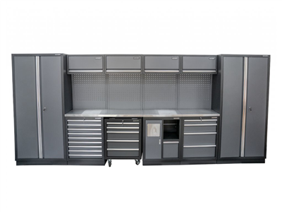 AKČNÍ SET Sestava 10 ks dílenského nábytku SET-CA01076 s nerezovou pracovní deskou MB-TGW26S a MB-TGW80S