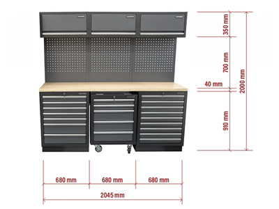 AKČNÍ SET Sestava 6 ks dílenského nábytku SET-CA01081 s dřevěnou pracovní deskou MB-TGW80
