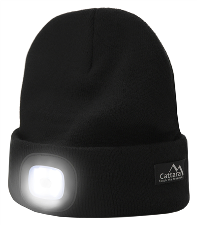 Čepice BLACK s LED svítilnou USB nabíjení