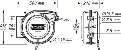 Naviják hadice 15 m | Vnitřní ? 13 mm, Max tlak 20 bar, Hmotnost 9.5 kg