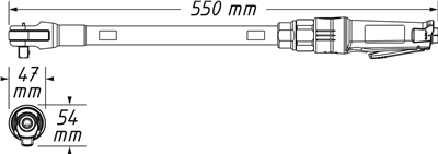 Pneumatické ráčny extra dlouhé | 1/2 palce, Délka 551 mm