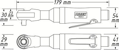 Pneumatická ráčna 1/4 palce čtyřhran masivní | 179 mm, 35 Nm, 170 ot./min