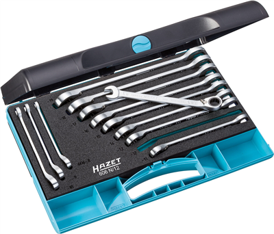 Sada ráčnových očkoplochých klíčů 12-dílná | 8 – 19 mm, Vnější dvojitý šestihran trakční profil